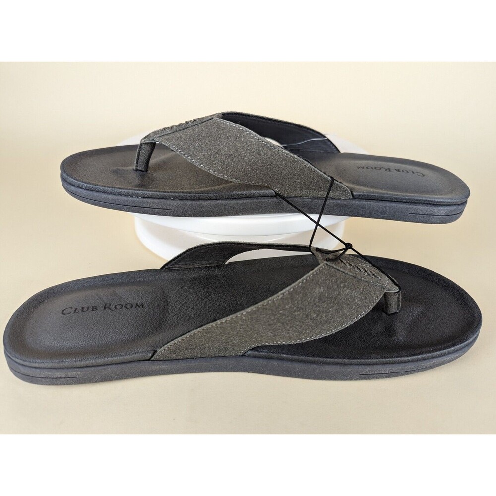 Club Room Riley Flip Flop Sandals Mens 10 Light Grey Toe-Post Flat Shoes NWT